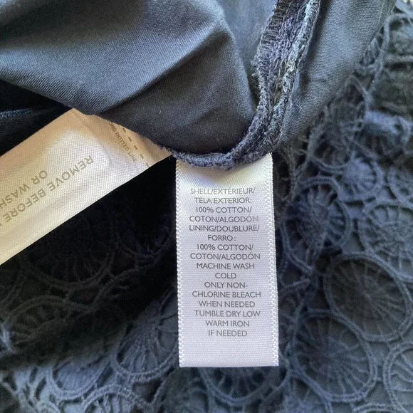 Ann Taylor Loft Sz 6 Womens Navy Blue Crochet Eyelet Skirt Knee Length Lined - Picture 6 of 11